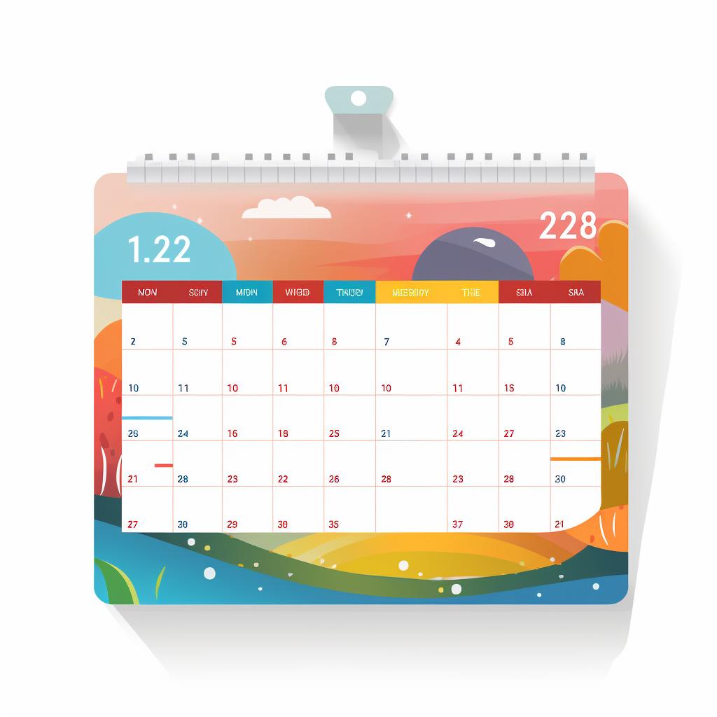 Calendar with color therapy sessions marked