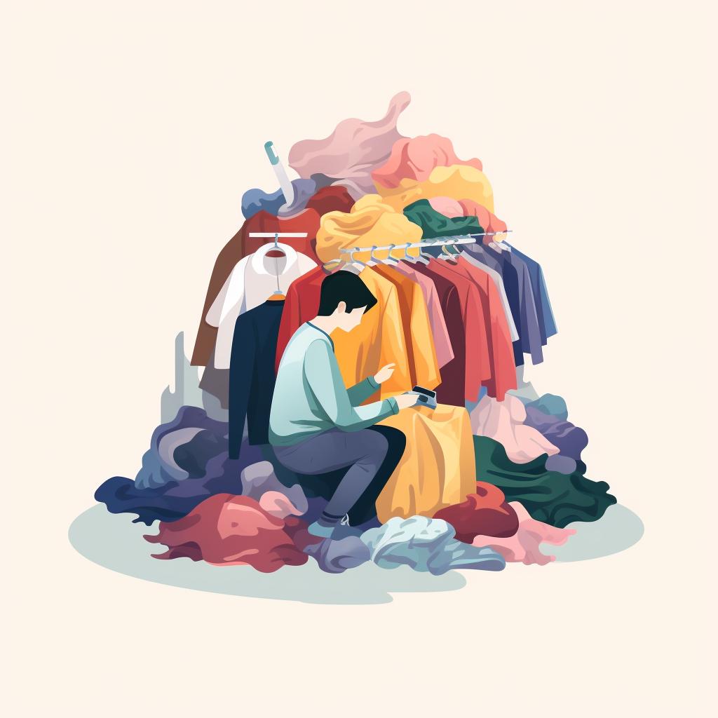 Person sorting through clothes of different colors